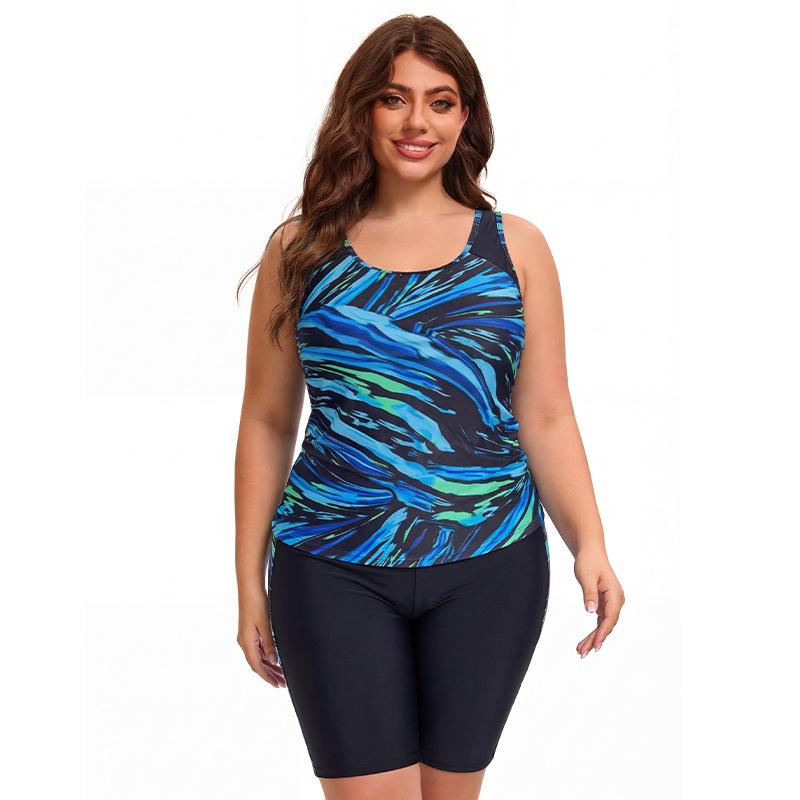 European and American swimsuit women s large size split two-piece set conservative and thin swimsuit spot XL