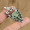 Natural Prehnite Gemstone Pendant 925 Sterling Silver Indian Jewelry For Women