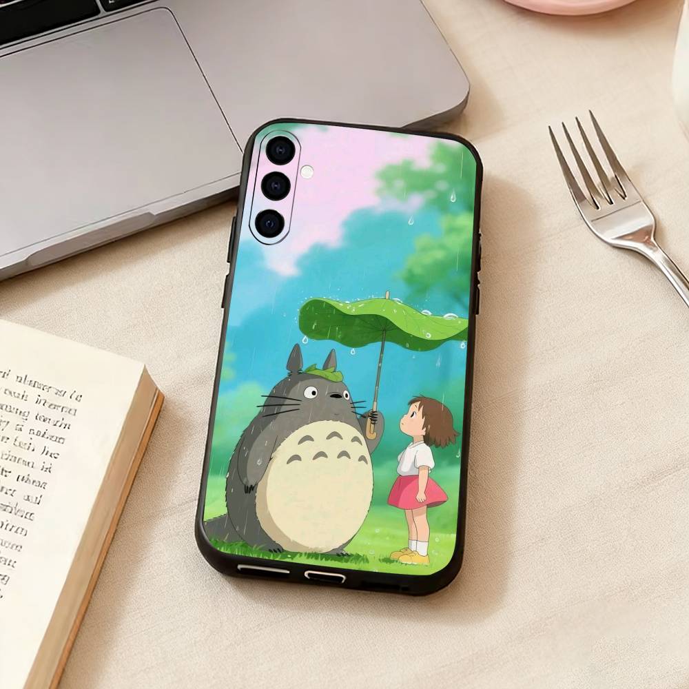 Cute Art T-Totoro-o Anime Phone Case For Samsung Galaxy A73,A72,A71,A70,A53,A52,A51,Soft Silicone Black Cover