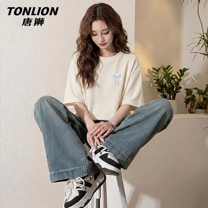 TonLion Women s Casual Pure Cotton Short Sleeve T-Shirt S
