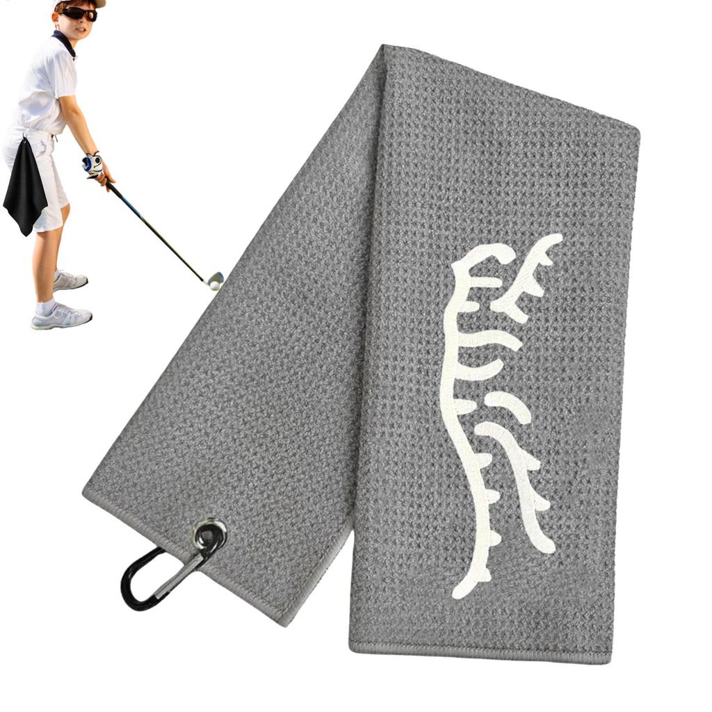 Schwarzes lustiges Tiger Stickerei Golfhandtuch mit Karabinerclip Mikrofaser Polyester und Nylon Weiches Material Golfzubehör