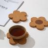 Flower-shaped cork coaster, non-slip and anti-scalding two-color contrasting color household coffee cup insulation pad, fresh, protective pad