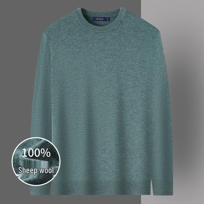 

LUOZI Мужской свитер из чистой шерсти однотонный с круглым вырезом L (175)