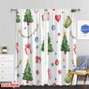 Set Of 2 Plane Printing Curtain Popular Christmas Tree Gift Snowflake Garland Polyester Fabric Without Rod Gifts Ldeal