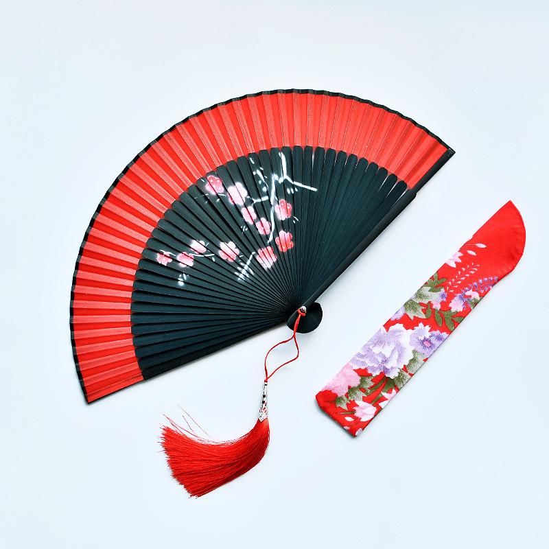 Red Dancing Fan: Classical Chinese Style Folding Fan, Easy-Open Hanfu Accessory