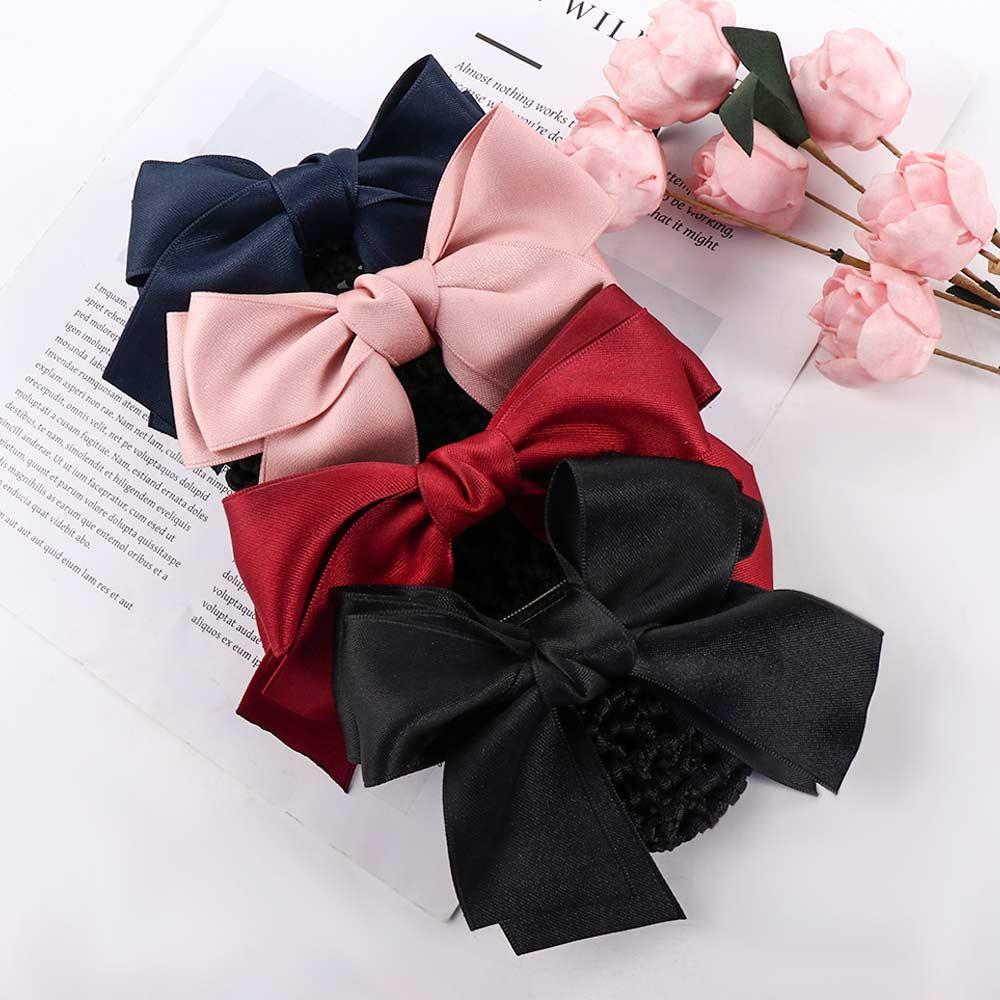 Hair Clip Elegant Hotel Female Nurse Bowknot Hairgrips Cover Net Ponytail Clip Women Spring Clip Korean Bun Snood
