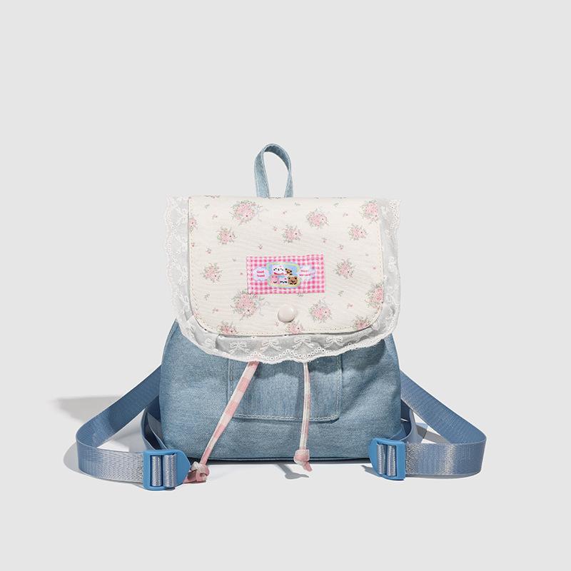 Универсальная двойная плечевая цветочная холщовая 2025 новая школьная сумка новый рюкзак свежий и милый женский рюкзак для поездок на работу женщина