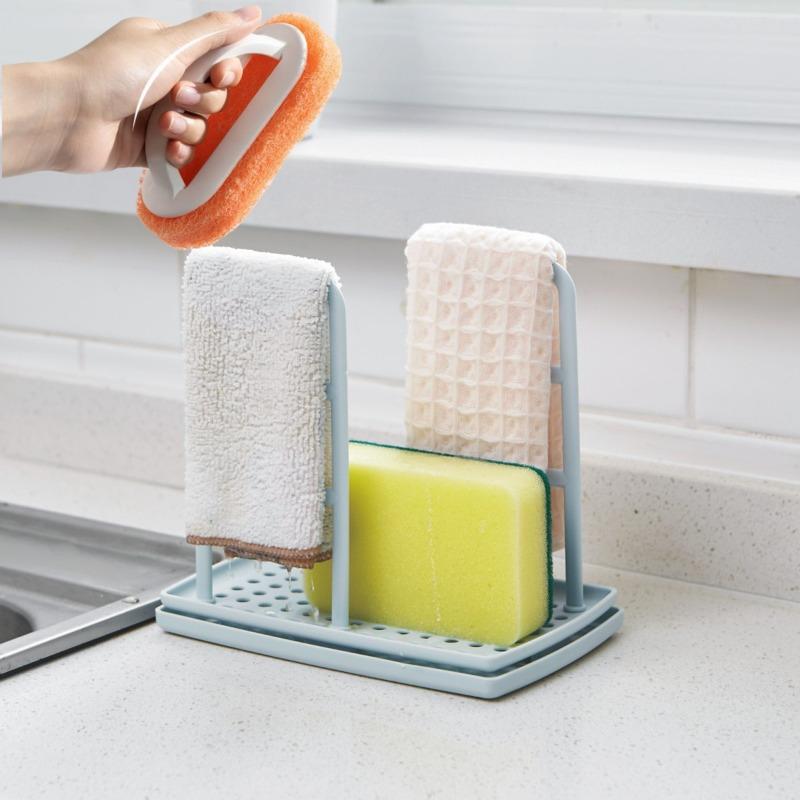 Kitchen Table Storage Rag Rack Dishwashing Cloth Drain and Punch-free Soap Rack Clean with A Daily Dishwashing Pan Brush