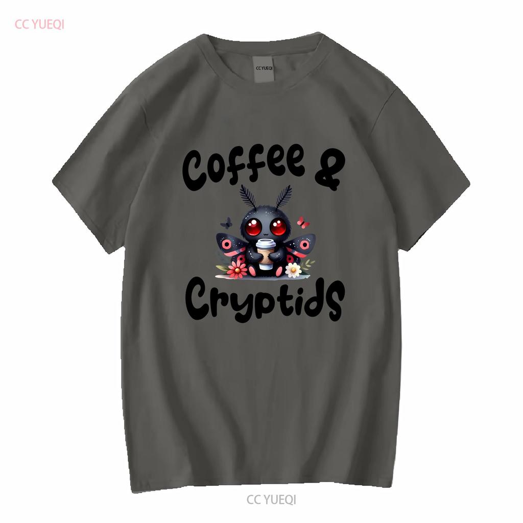 Coffee Cryptids T Shirt Lover Cryptid Mothman Creepy Kawaii Cute Bella Canvas 3001 Long or Short Sleeves Vintage Washed Fashion