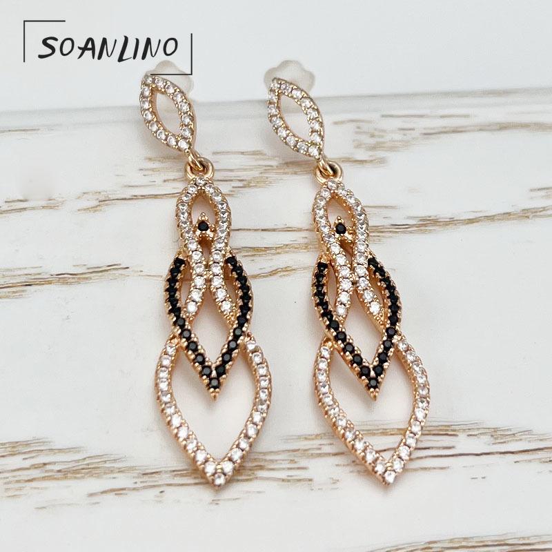 

SOANLINO Модные простые многоуровневые двухцветные серьги с цирконом