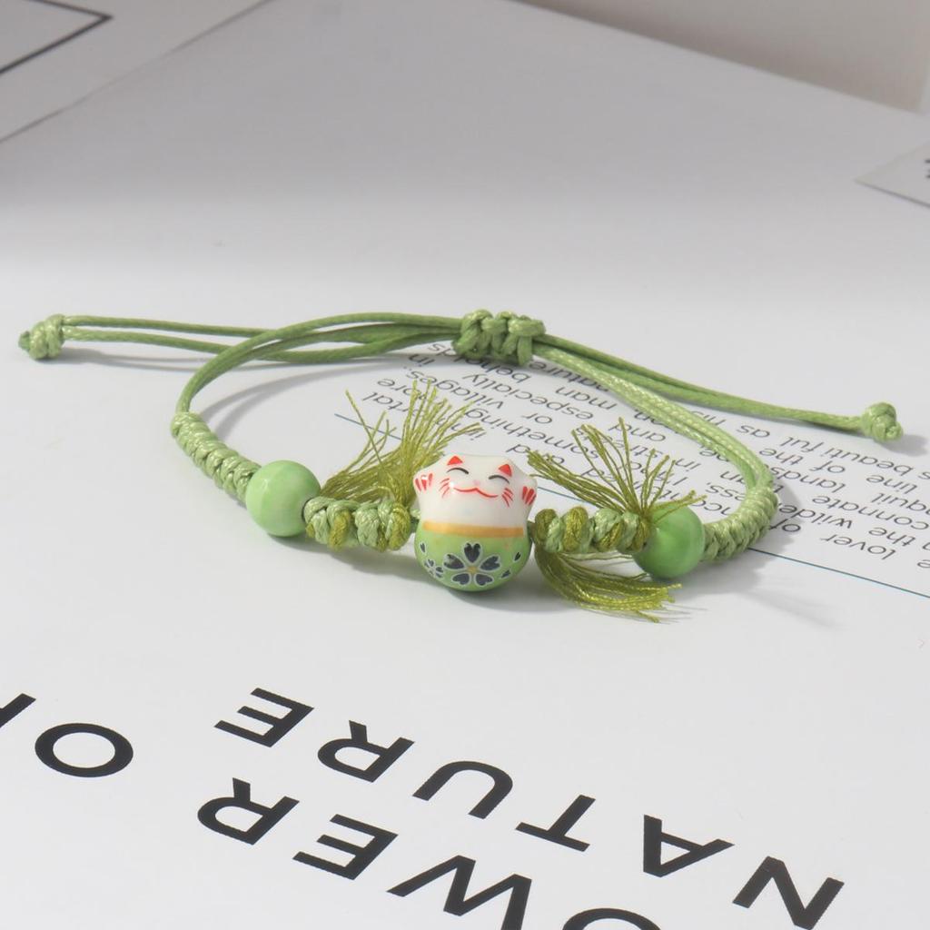 Lucky Cat Candy Color Braided Bracelet for Women