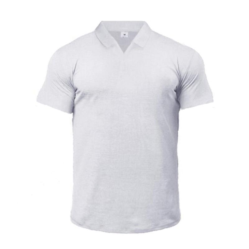 

Muscleguys, летняя мужская высококачественная универсальная модная футболка, мужской топ с короткими рукавами, однотонная рубашка поло, хлопковая футболка с короткими рукавами с лацканами XXL белый