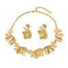 Wind Metal Necklace Set Personalized Exaggerated Flower Pleated Design Earrings Versatile Niche Jewelry Women