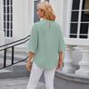 2024 Women's Loose Chiffon Short Sleeve Blouse - Solid Color, Round Neck, Five-Point Sleeves