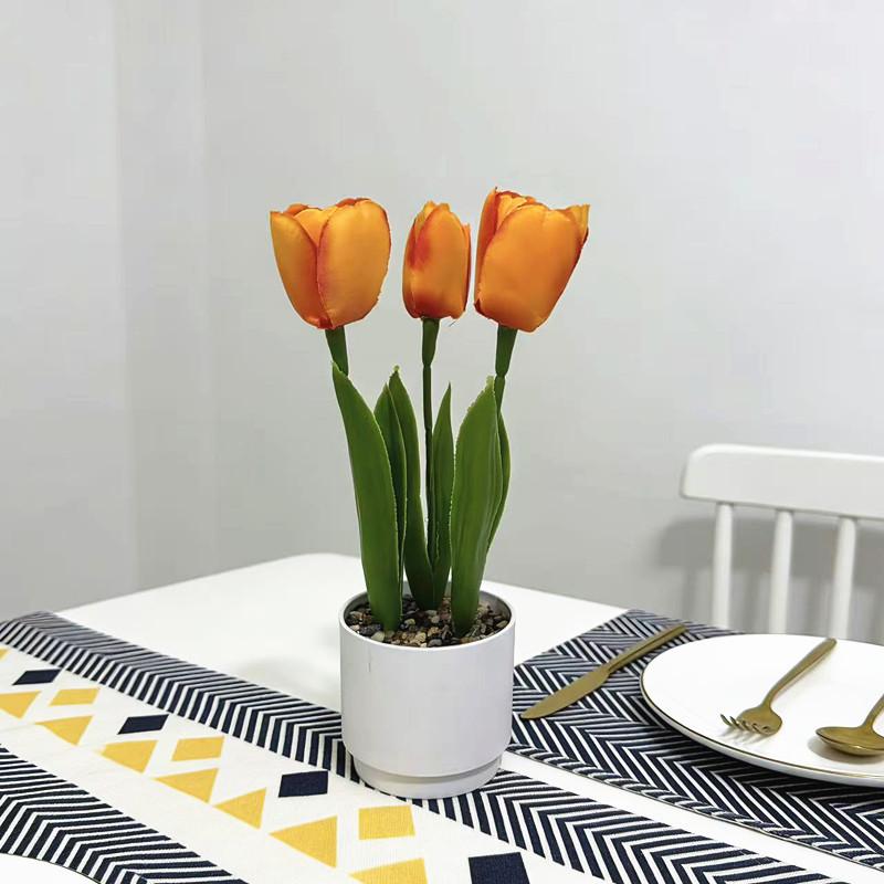 Tulip Flower Arrangement With Plastic And Fabric For Wedding Decor And Home Styling