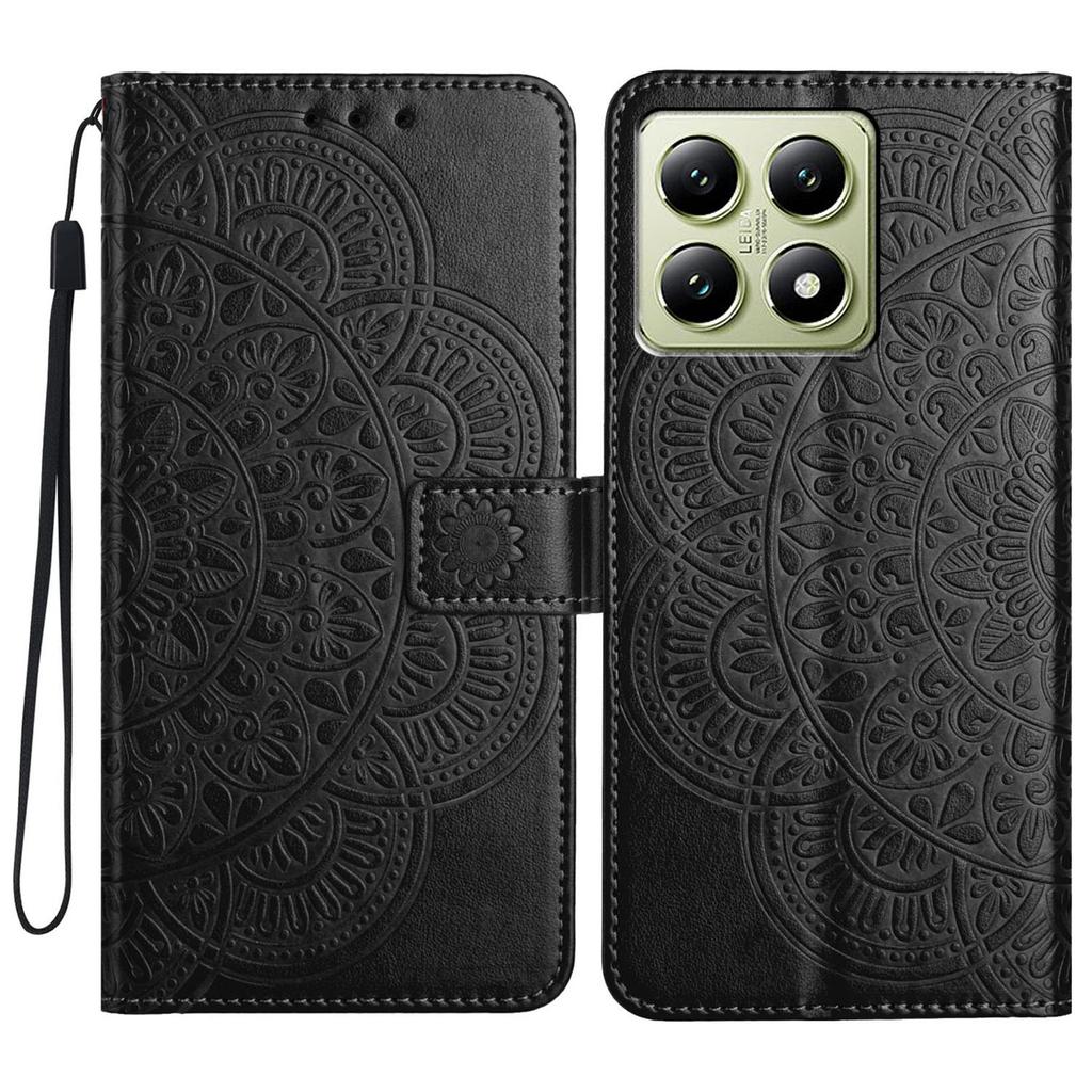 For Xiaomi 14T Pro Leather Case with Card Slots Mandala Pattern Phone Cover Stand