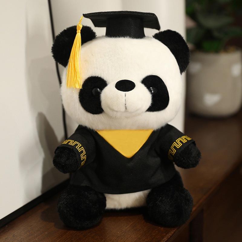 Cute Dr. Red Panda Panda Doll Plush Toy Cute Black and White Panda Doll Graduation Souvenir Gift