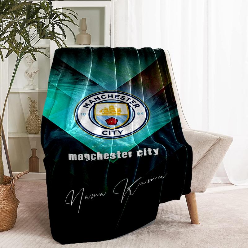 Manchester City FC Print Blanket - Soft & Comfortable, for Bedroom, Travel, Sofa, Home Decoration - Birthday Christmas Gift for Friend