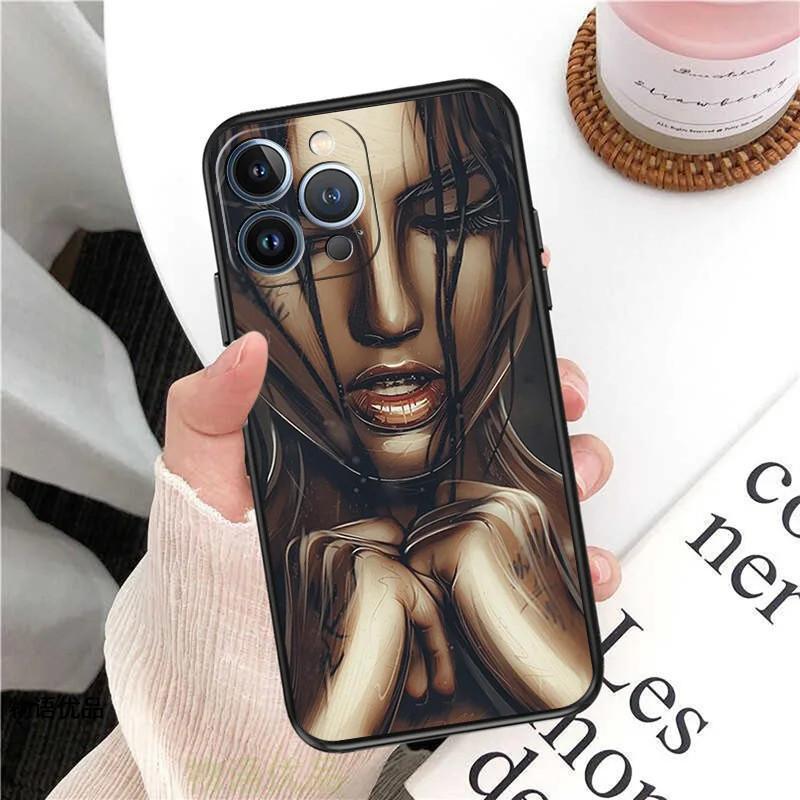 Applicable Apple Iphone14 Mobile Phone Case Luxury Sexy Tattoo Girl Angel Mobile Phone Case Painted Anti-Drop