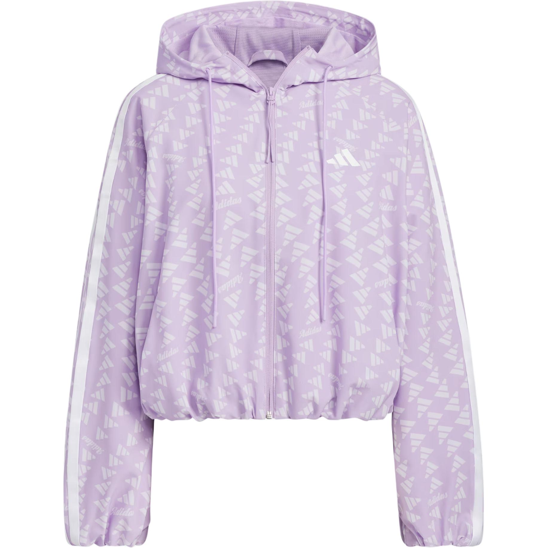 Adidas Women s Water Repellent All Over Print Hooded Woven Jacket Light Purple KB7761 M