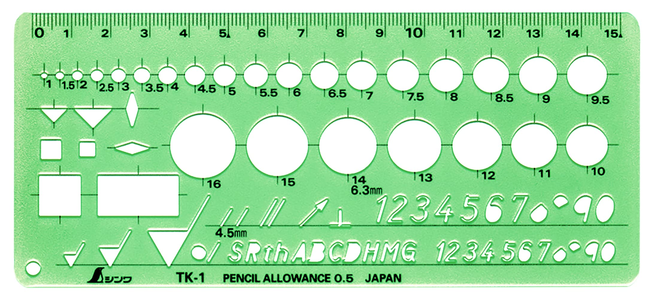 

Shinwa Sokutei Template Finish Symbol Ruler 66027