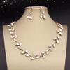 Juegos de Joyería de Novia de Cristal para Mujeres Lujosos Hojas Gargantilla Collar Pendientes Vestido de Boda Juegos de Collares de Novia Moda