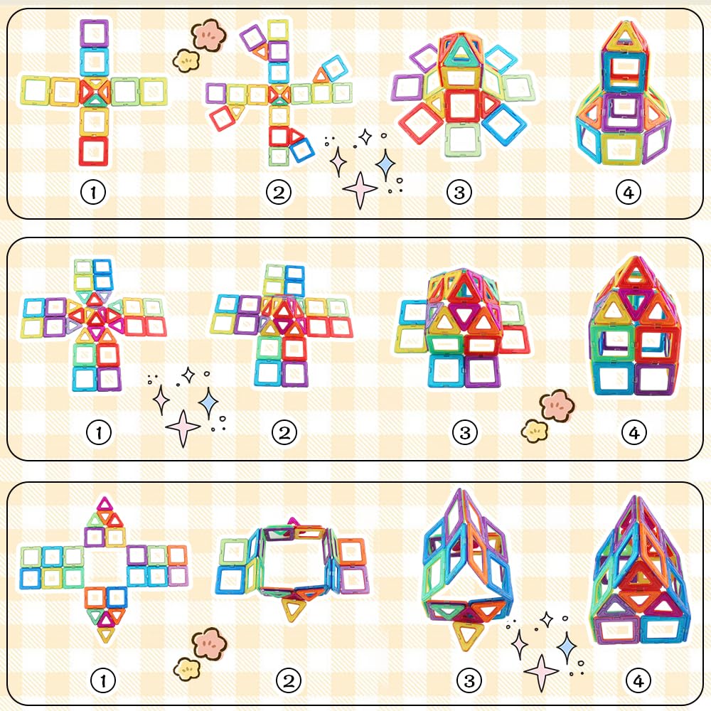 FlyCreat 43 Magnetic Building Blocks and 44 Other Ferris and Panel Parts with Storage Case Wheel, Wheel,