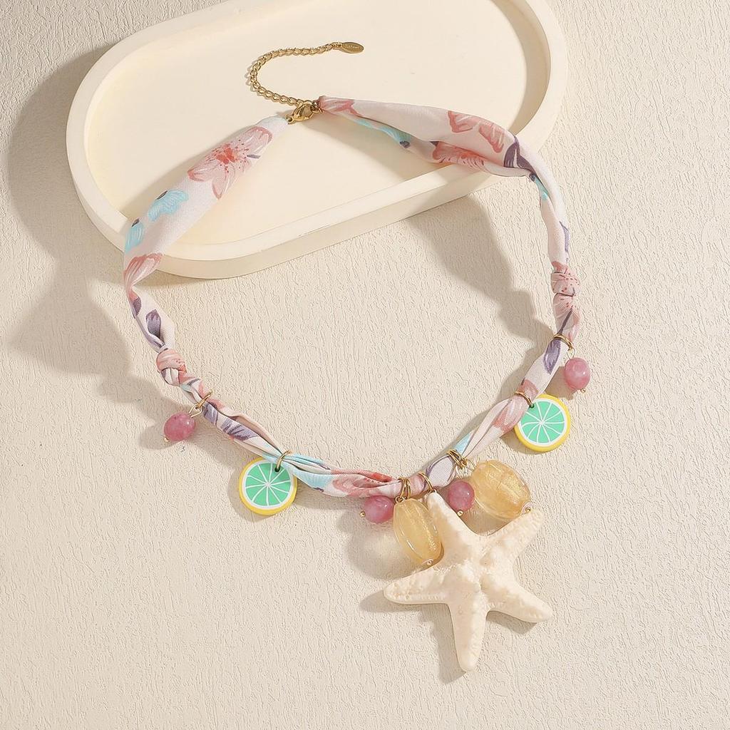 Cross-border Starfish Shell Beaded Necklace: Fashionable Handmade Imitation Pearl Jewelry