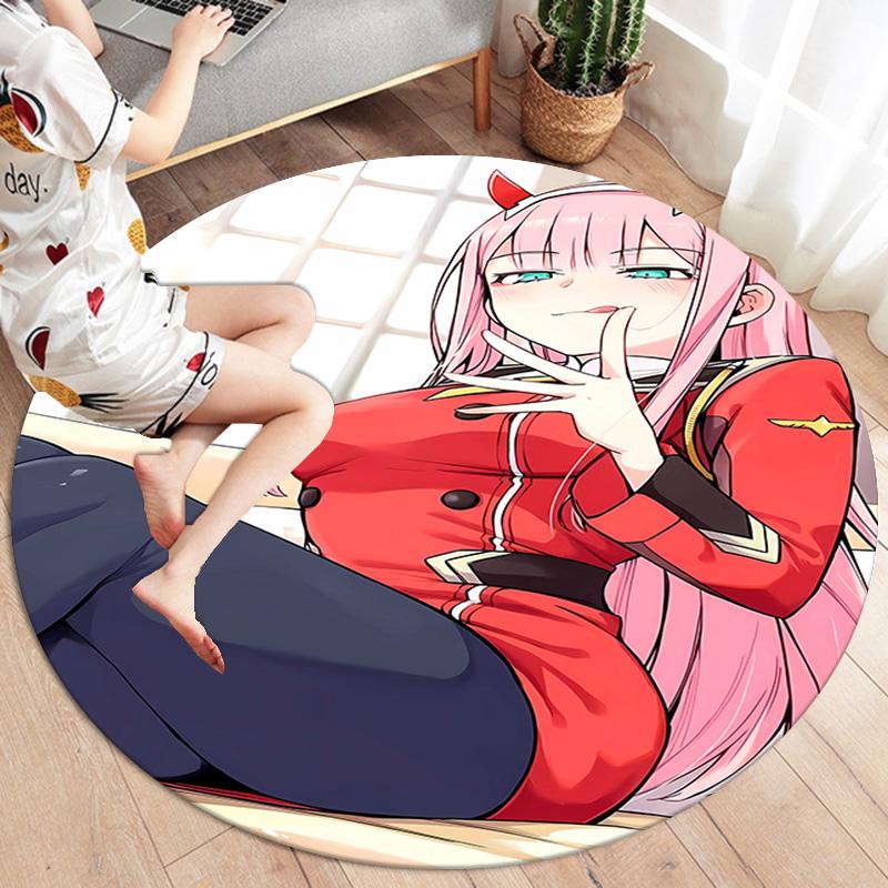 Franxx Round Area Rug Carpet Rug For Living Room Bedroom Sofa Playroom Decor Nonslip Floor Mat