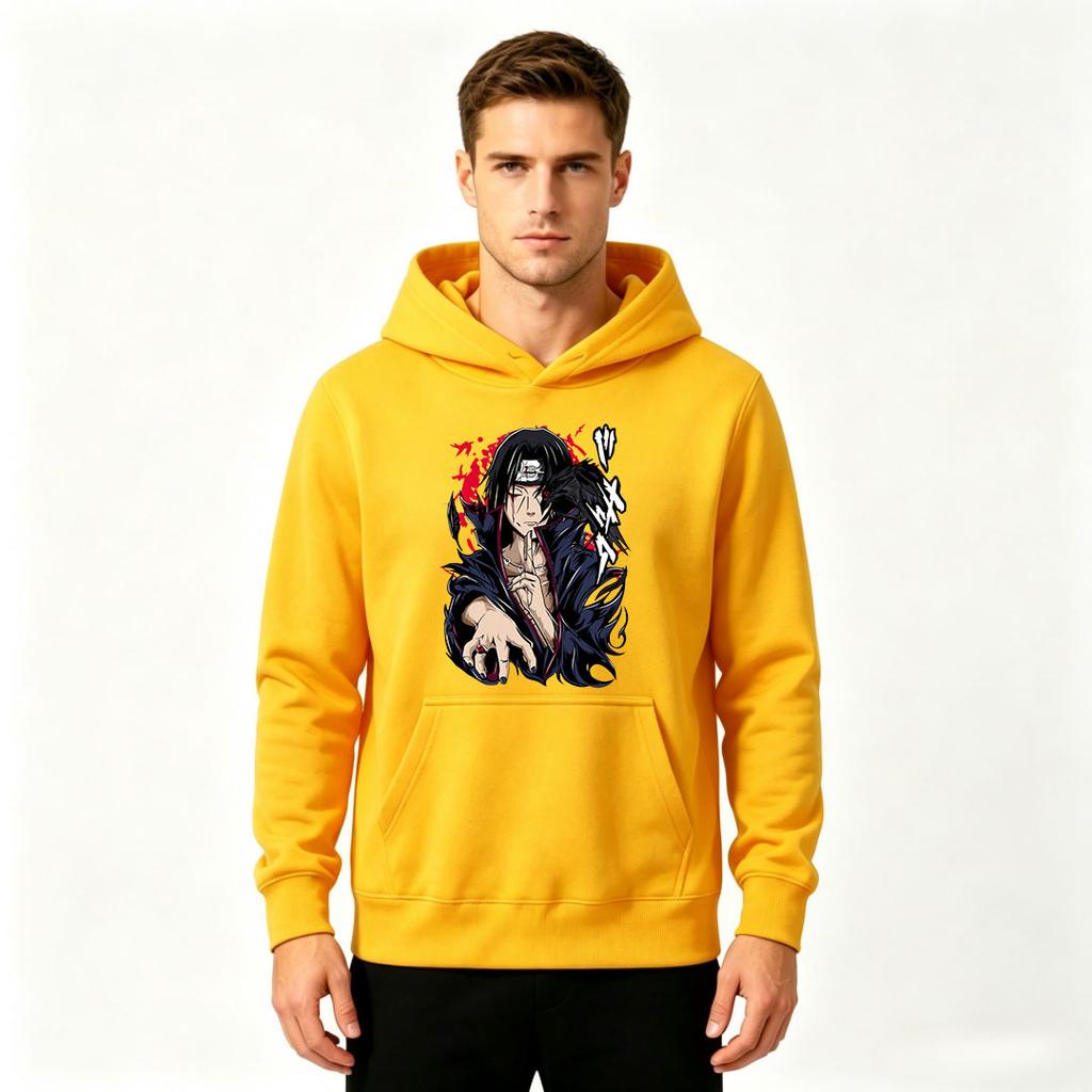 Men Anime Print Pullover Hoodie Long Sleeve Casual Sweatshirt for Daily Wear
