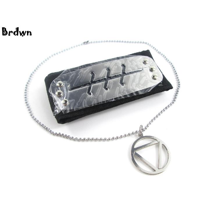 Brdwn Cosplay Akatsuki Hidan Itachi Logo Headband Necklace Ring Kunai