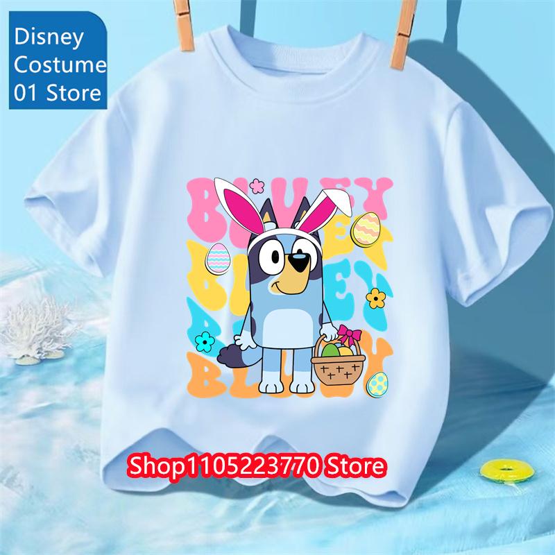 Koszulka Dziecięca z Motywem Bluey Chłopcy Dziewczynki Jesień Zima Kreskówkowy Graficzny Krótki Rękaw Codzienne Ubranie Góra