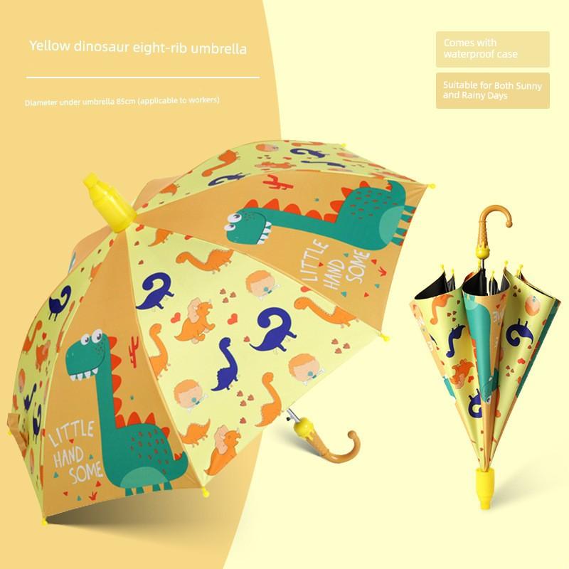 Children's Umbrella for Boys and Girls, Kindergarten and Primary School Students, Cartoon Black Plastic Sun Protection, Dual-Use for Sun and Rain