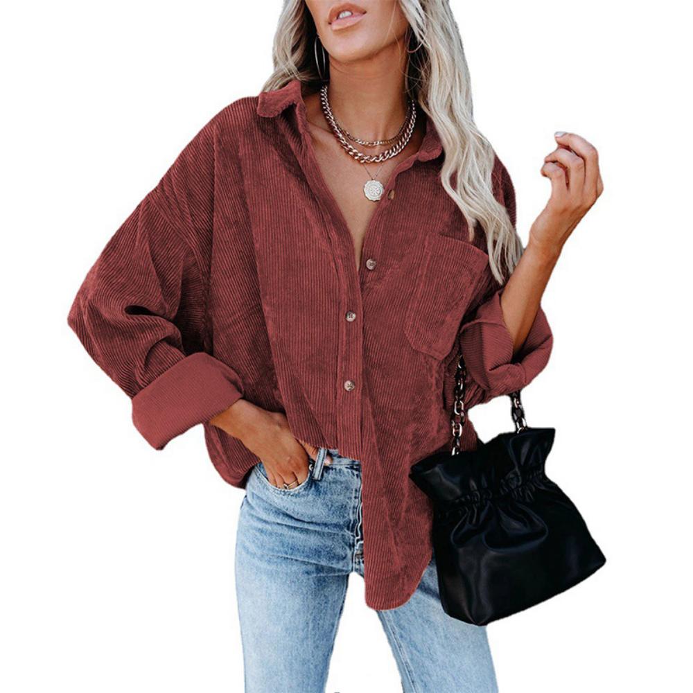 Camicie da donna autunno e inverno Camicia oversize ampia in velluto a coste casual da donna