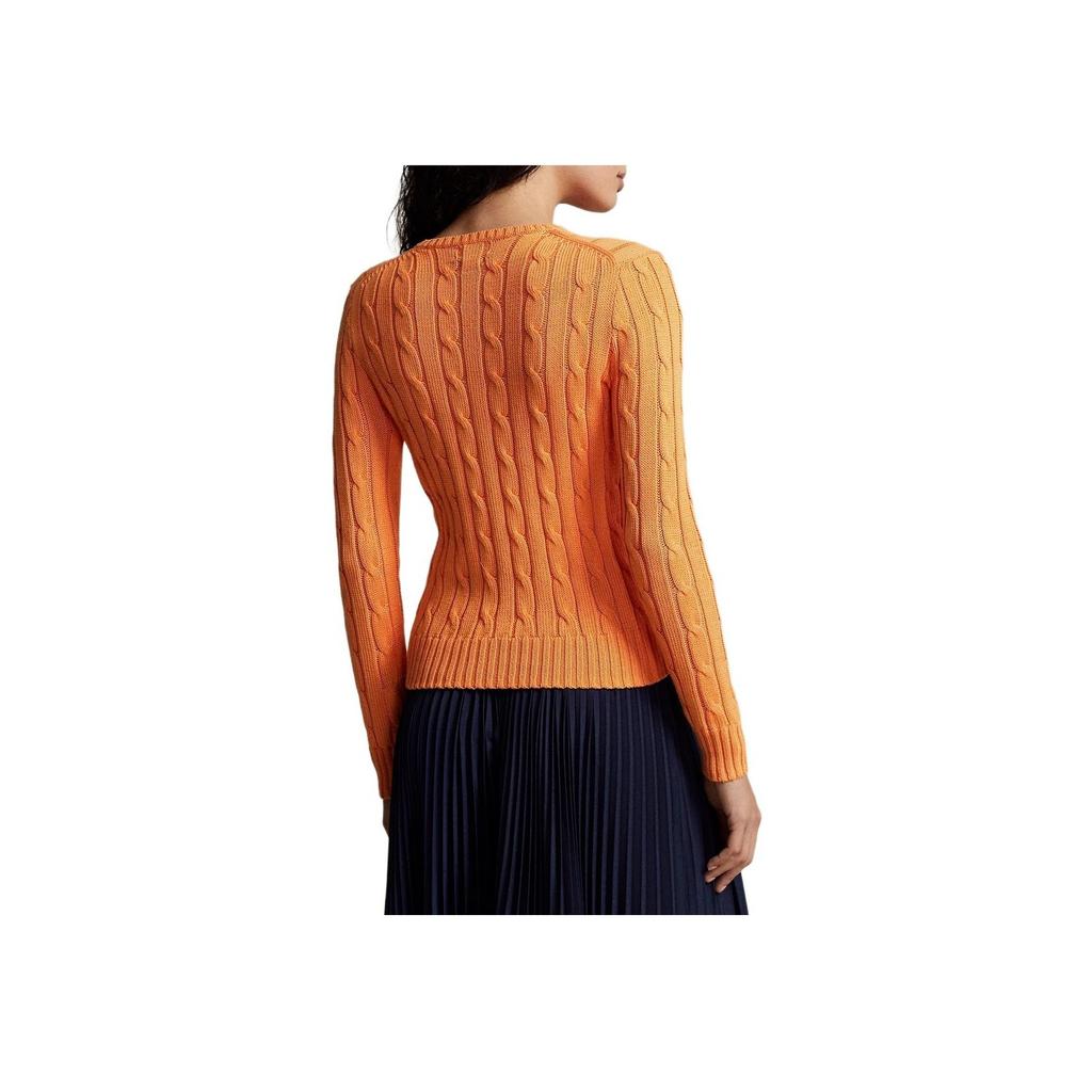 Polo Ralph Lauren Ss23 Solid Logo Embroidered Knit Crew Neck Long Sleeve Sweater Women sweater Orange 2118916403-008