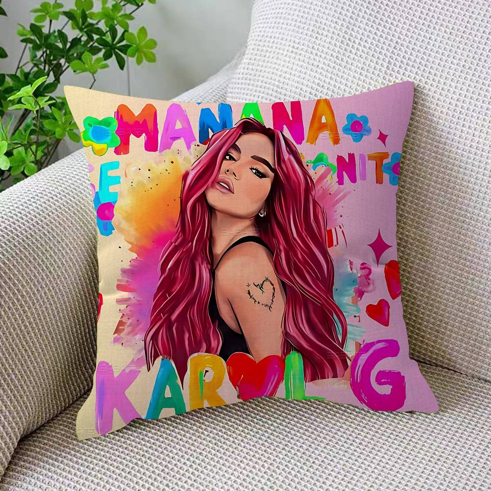 Singer KKarol G Funny Cushion Cover Pillow Cover Decor Pillowcase Printed Cushion Case For Couch
