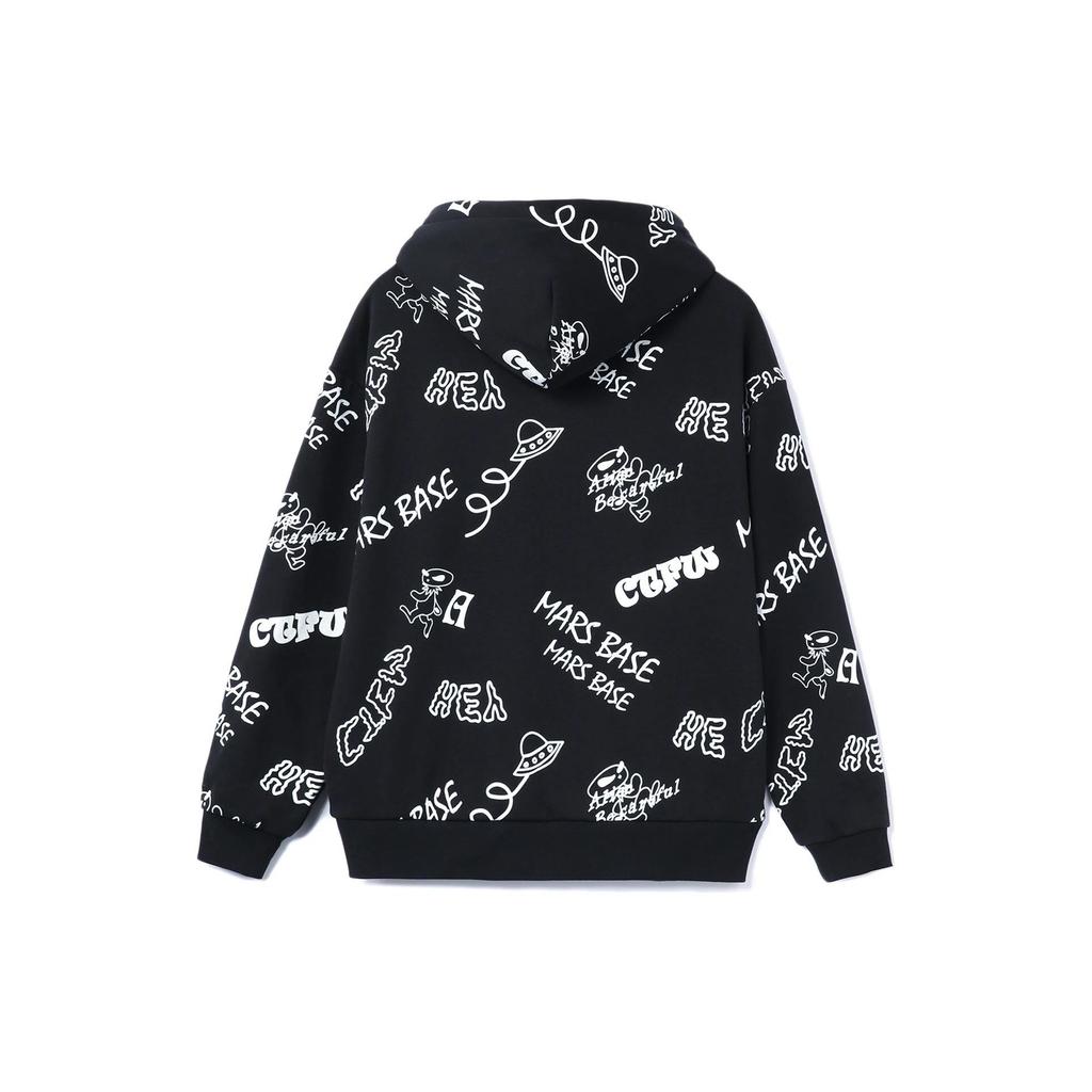 Li-Ning Sports Life Series Loose-Fit Letter Print Long Sleeve Pullover Hoodie Unisex Tops Black White AWDRD71-3