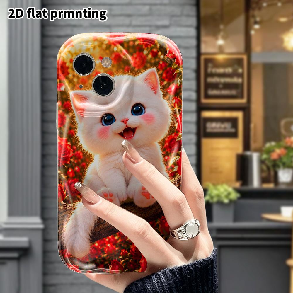 Phone Case: 2D flat design suitable for iPhone 18 17 16 15 14 13 Pro protective case, Red Rose Garden, perfect Christmas and Halloween holiday gift