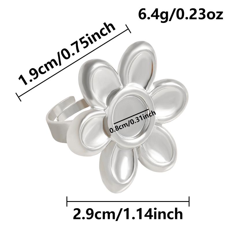 15Pcs Vintage Lotus Flower Oval Round Cabochon Blank Tray Ring Stainless Steel Rings For Women Men Handmade Energy Jewelry Gift
