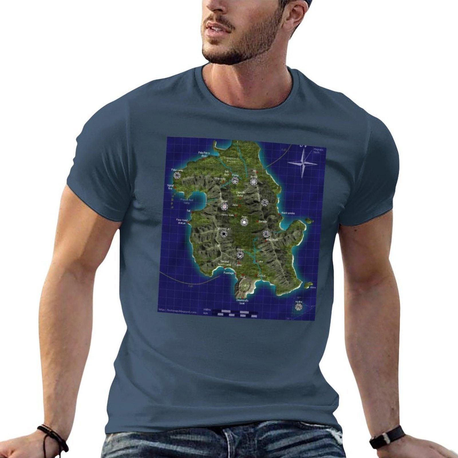 Abc Lost Maps Island Lost Island Tshirt Basic Solid Color Casual Tee Shirt S