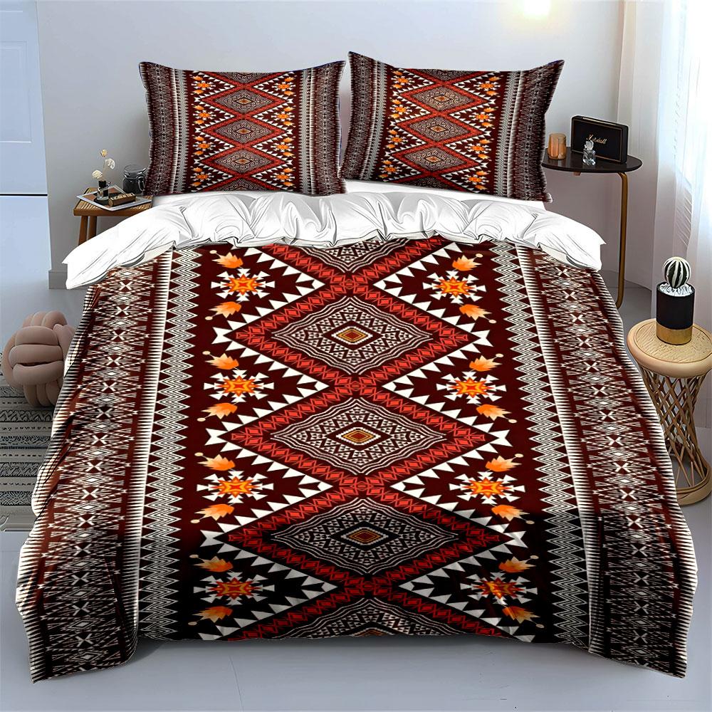 Geometrische Rauten mit Blumen. Bettwäsche-Sets Bettbezug-Sets Bettbezüge Kissenbezüge(1 * Bettbezug 2 * Kissenbezüge, ohne Bettdecke)