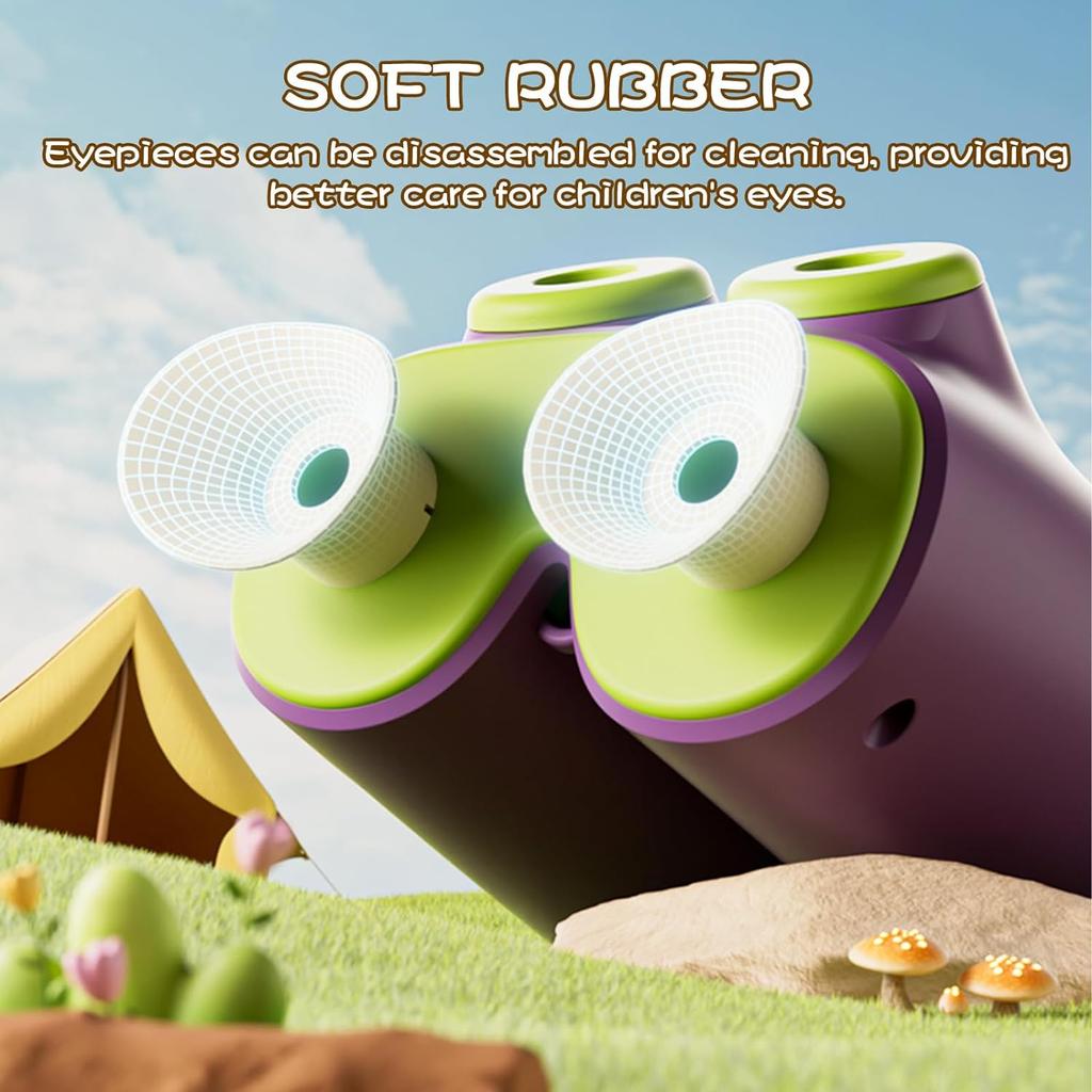 Cute Portable Binoculars for Kid Toddlers 3x-6x Adjustable Magnification Telescope Lightweight Soft Rubber Eyepiece Binoculars