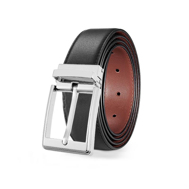 eather in uckle Belt en's ift Box owhide Men's Business Casual Jeans ouble-sided imple Belt