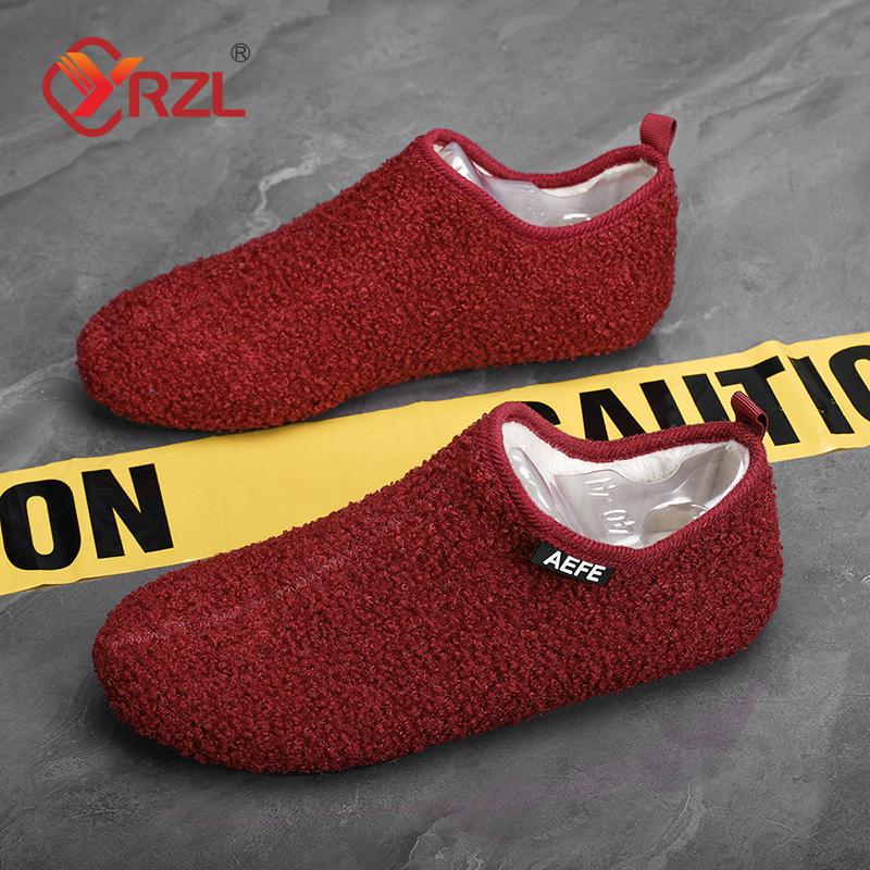 YRZL Fashion Men Winter Cotton Shoes Warm Slip On Lightweight Winter Shoe Male Plush Bedroom Home Cotton Loafers Man Warm Shoes
