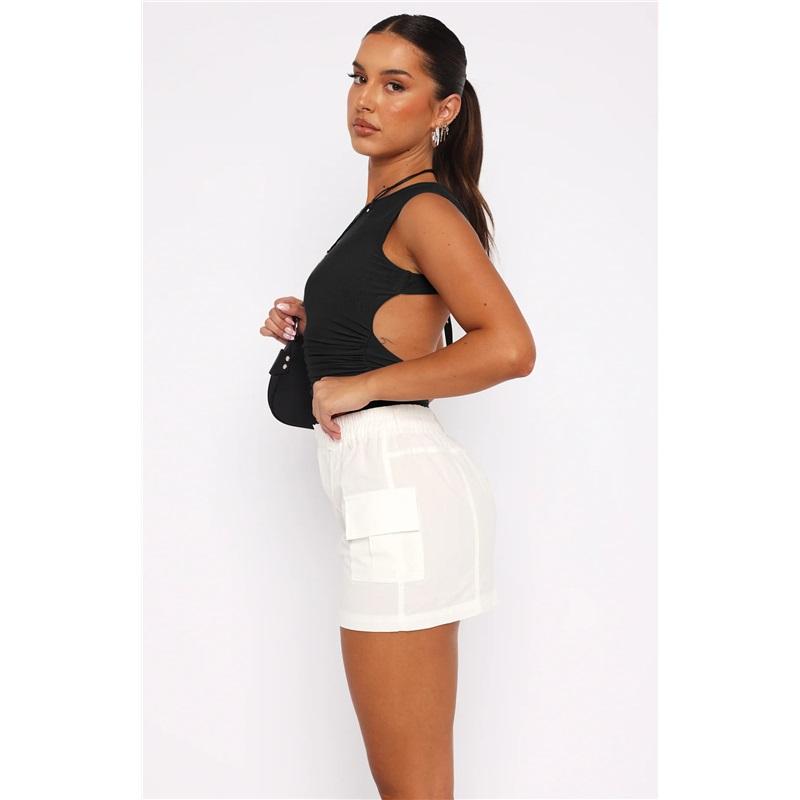 Damen Einfarbig Sexy Rückenfrei Crop Kurzarm T-Shirt Lässig Rundhals Enthüllendes Crop Top Stilvolle Damenbekleidung