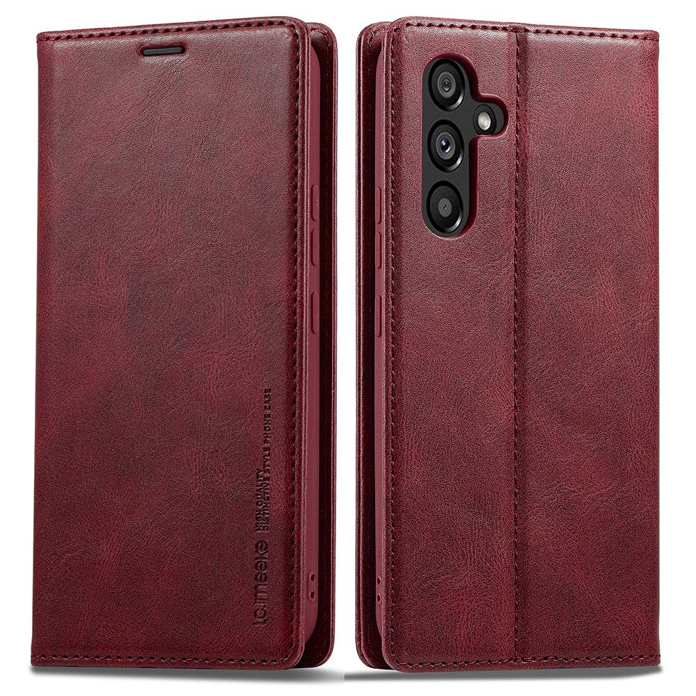 

LC.IMEEKE For Samsung Galaxy A34 5G PU Leather Flip Folio Case RFID Blocking Wallet Stand Phone Cover Red