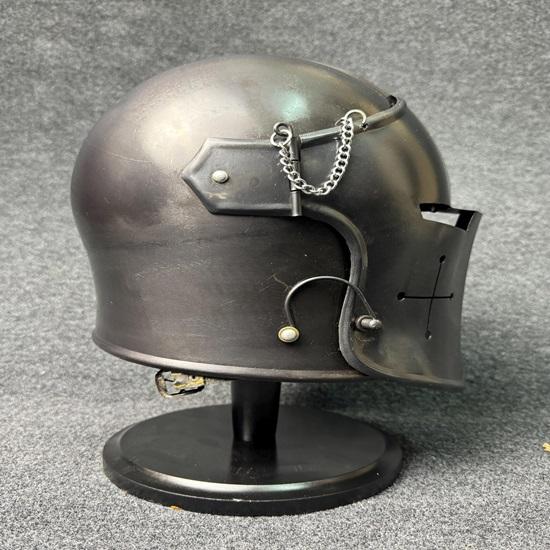 Barbuta Helmet with Stand 18g Mild Steel Medieval Knight Armor LARP Cosplay Costume Barbuta Visored Warrior Helmet