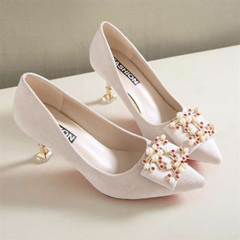 Bridesmaid Wedding Shoes Women's 2025 New Chinese Toast Shoes Red Wedding High Heels Stiletto Beige Blue Bridal Shoes