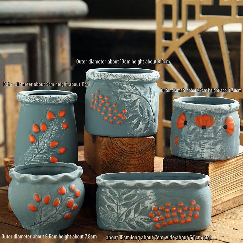 Breathable Ceramic Indoor Succulent Planter Set - Creative Small Flower Pots