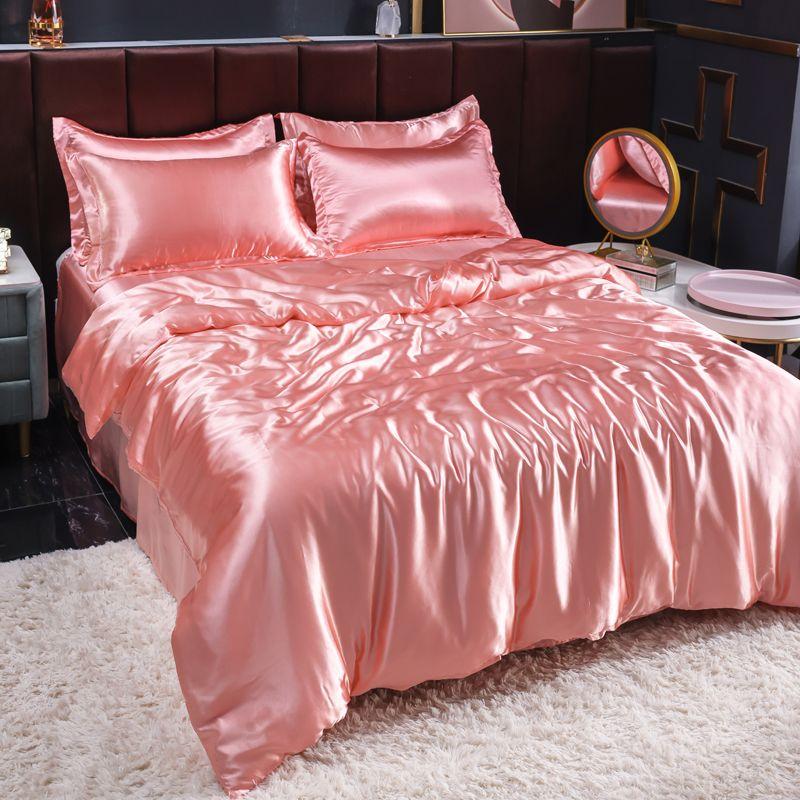 Bedding Set Solid Color Luxury Bedding Kit Rayon Satin Duvet Cover Set Twin Queen King Size Bed Set 3pcs/4pcs Home Textile